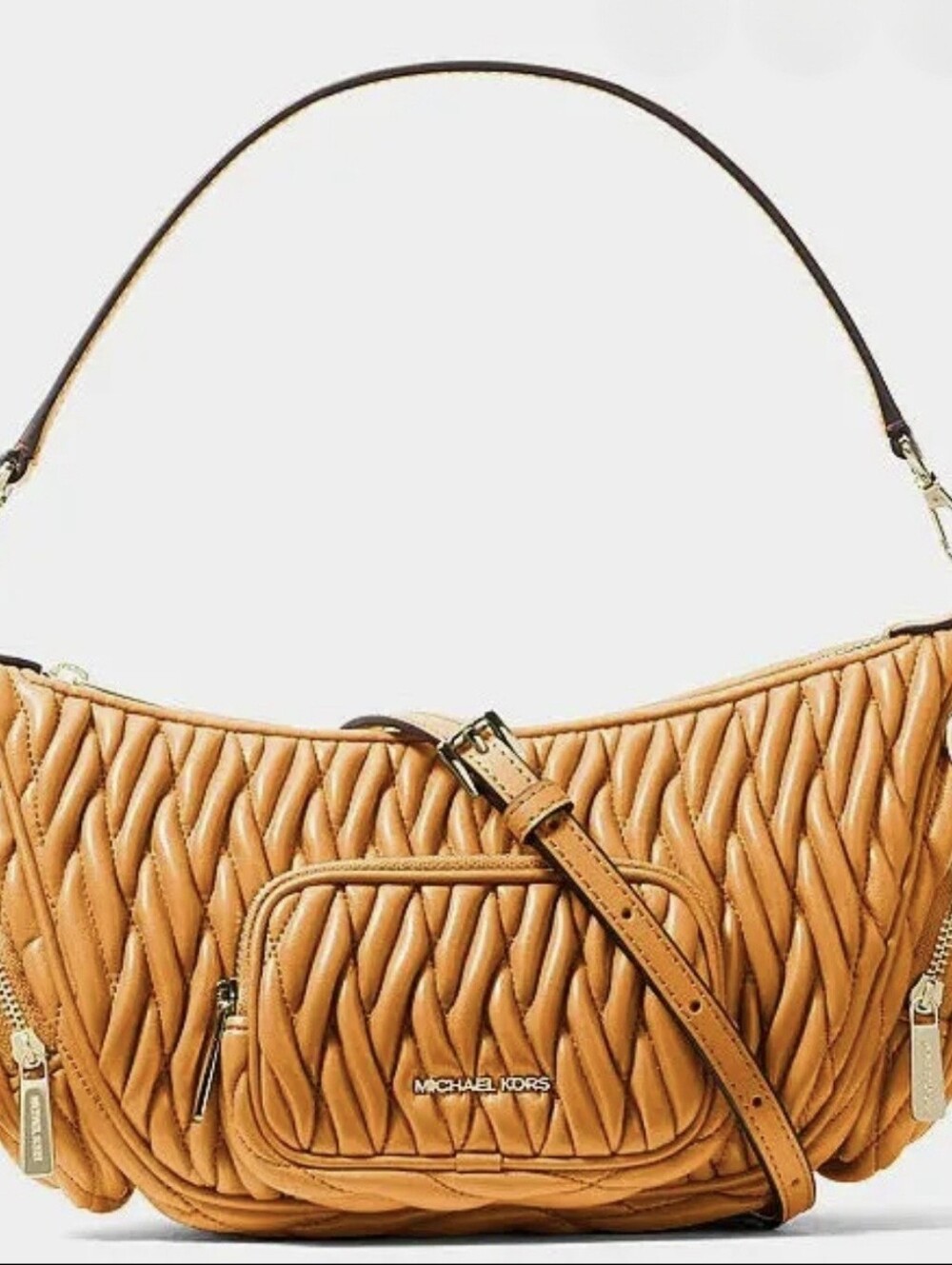 Michael Kors Cognac Quilted Shoulder Bag with Crossbody Strap